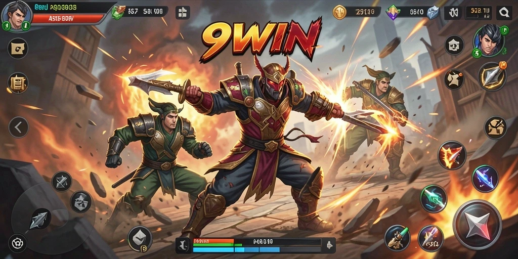 Tangkapan layar menunjukkan aksi bertarung yang intens di 9WIN.