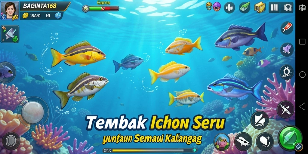 Screenshot utama dari gameplay seru Tembak Ikan BAGINTA168.