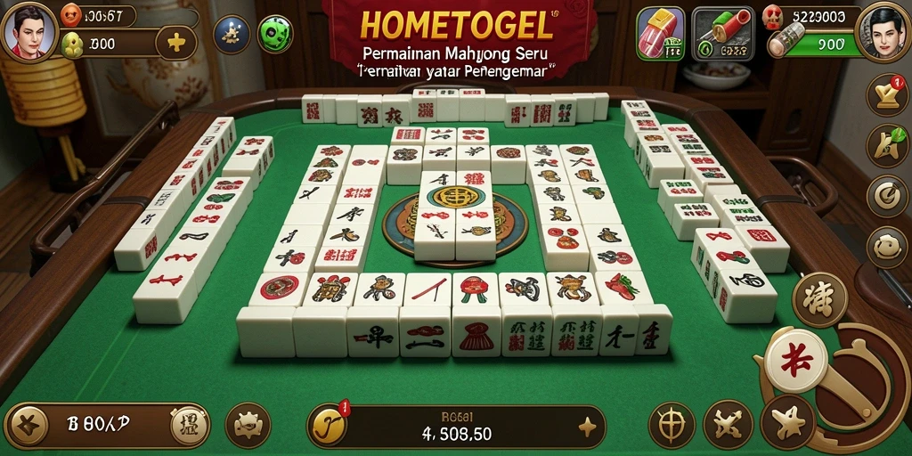 Gameplay HOMETOGEL menampilkan keseruan bermain Mahjong yang menyenangkan.