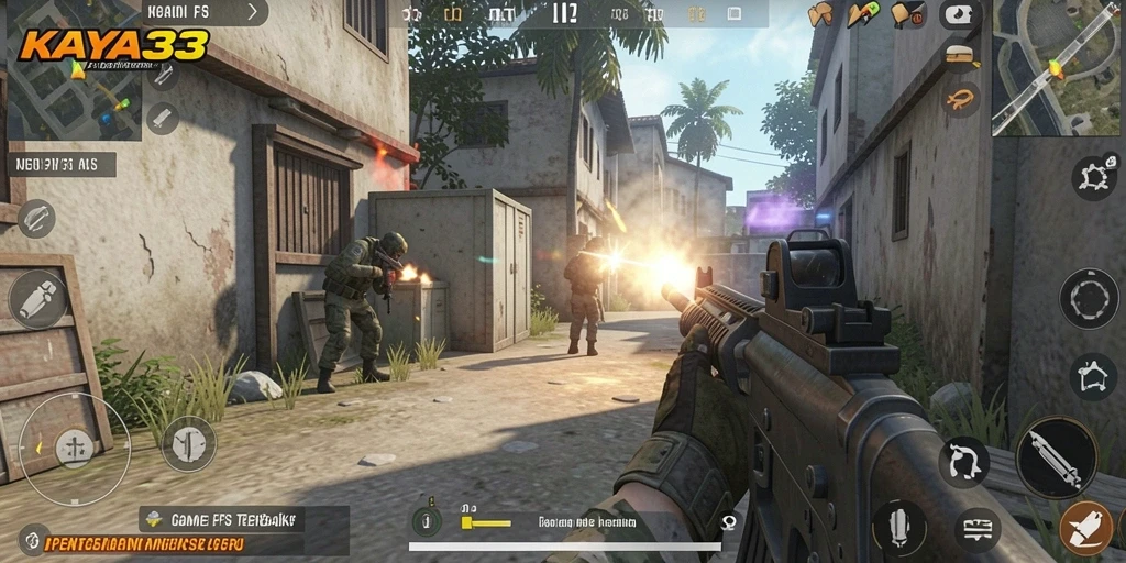 Tangkapan layar gameplay KAYA33 menunjukkan aksi menembak yang mendebarkan.