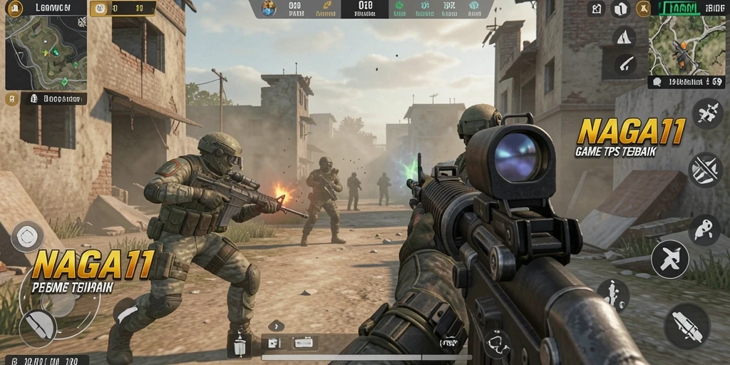 Tampilan gameplay seru di NAGA11 dengan aksi tembak-menembak intens.