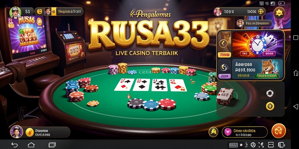 Screenshot utama RUSA33 menampilkan dealer profesional dalam aksi Live Casino.