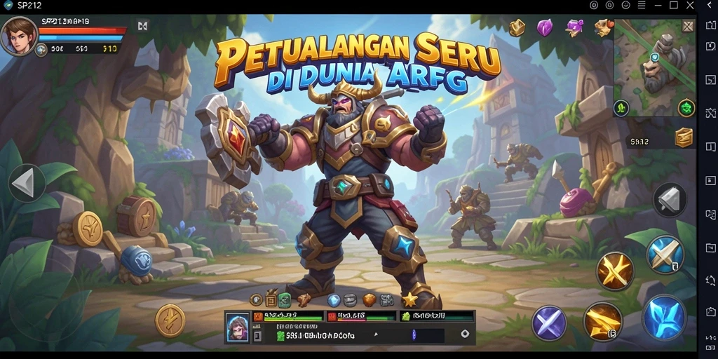 Tangkapan layar utama SP212 menampilkan pertempuran seru dalam dunia ARPG.